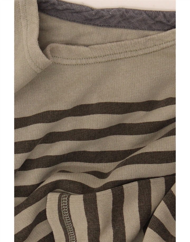 Fat Face Mens Top Long Sleeve Large Beige Striped Cotton