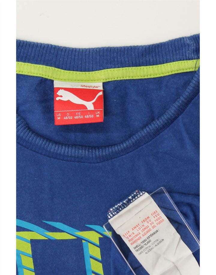 PUMA Mens Graphic T-Shirt Top Medium Blue Cotton Vintage Puma and Second-Hand Puma from Messina Hembry 