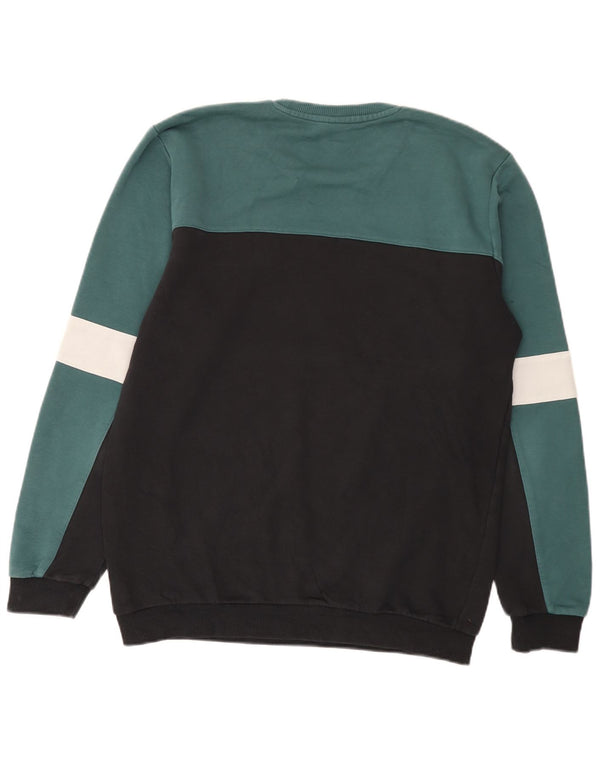 Fila Mens Sweatshirt Jumper Large Black Colourblock Cotton