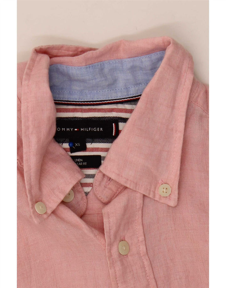 Tommy Hilfiger Mens Regular Fit Shirt XS Pink Linen