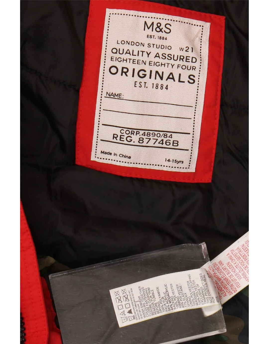 Marks & Spencer Boys Hooded Utility Jacket 14-15 Years Red Polyamide