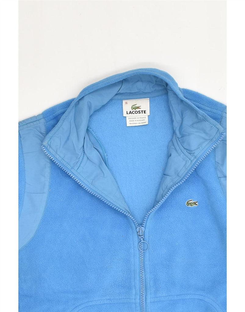 LACOSTE Womens Fleece Jacket EU 36 Small Blue Colourblock Polyester | Vintage Lacoste | Thrift | Second-Hand Lacoste | Used Clothing | Messina Hembry 