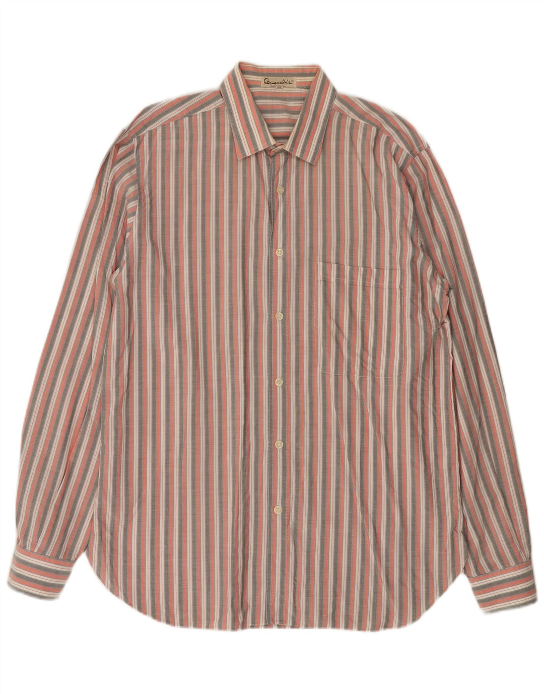 Vintage Mens Shirt Size 40 Medium Pink Striped