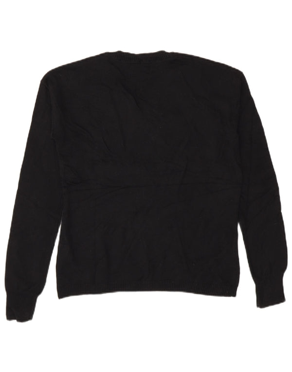 Ralph Lauren Womens V-Neck Jumper Sweater UK 14 Large Black Cotton