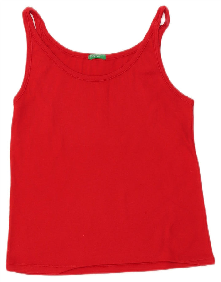 BENETTON Womens Cami Top UK 12 Medium Red Cotton