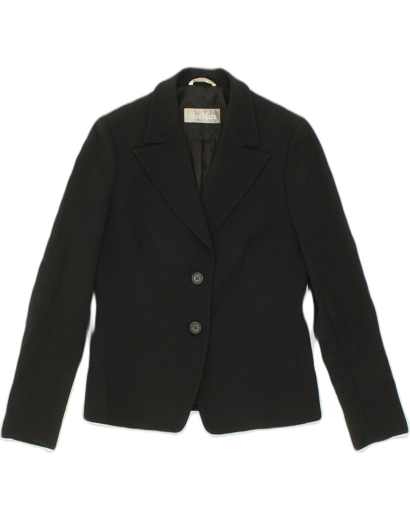 MAX MARA Womens 2 Button Blazer Jacket UK 12 Medium Black Acetate | Vintage Max Mara | Thrift | Second-Hand Max Mara | Used Clothing | Messina Hembry 