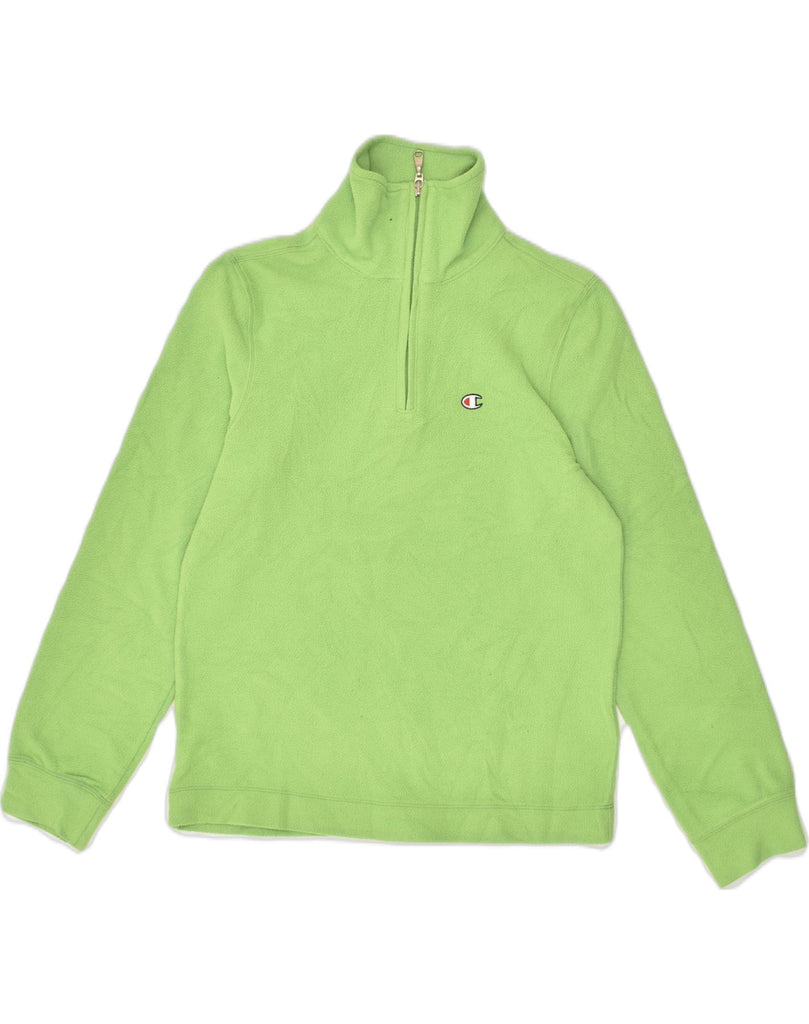 CHAMPION Boys Zip Neck Fleece Jumper 9-10 Years Medium Green | Vintage Champion | Thrift | Second-Hand Champion | Used Clothing | Messina Hembry 