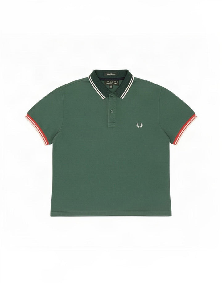 Fred Perry Mens Polo Shirt XL Green Striped