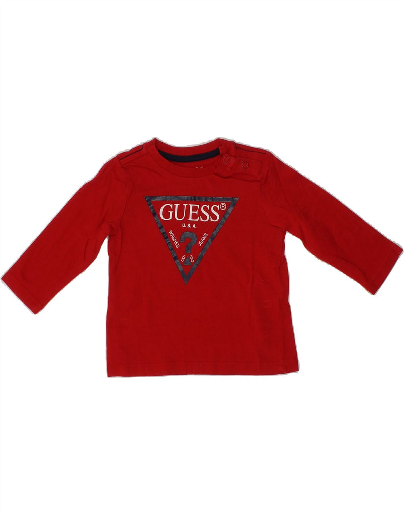 GUESS Baby Girls Graphic Top Long Sleeve 3-6 Months Red Cotton Vintage Guess and Second-Hand Guess from Messina Hembry 