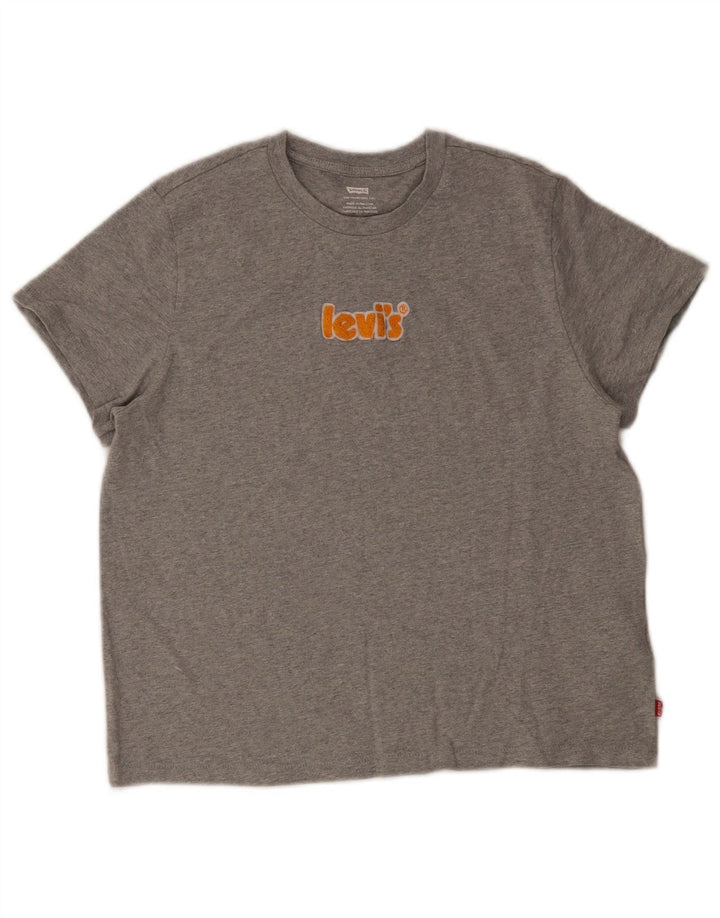Levi's Womens Graphic T-Shirt Top UK 12 Medium Grey Cotton
