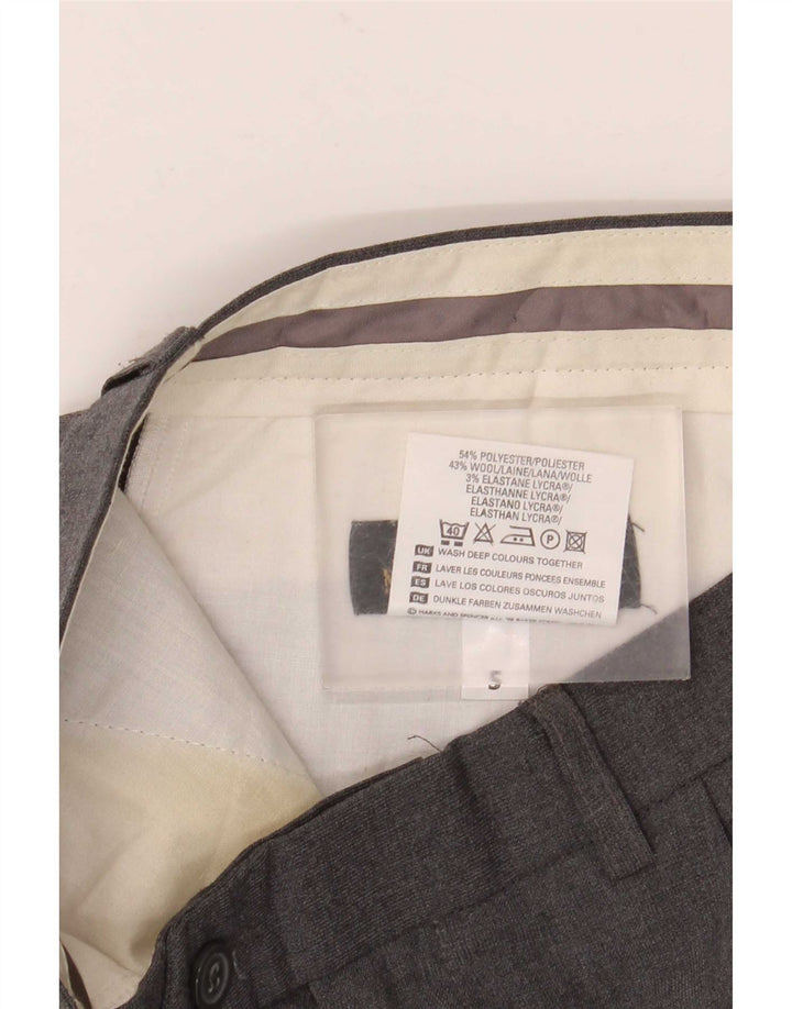 Marks & Spencer Mens Pegged Suit Trousers W34 L31 Grey Polyester