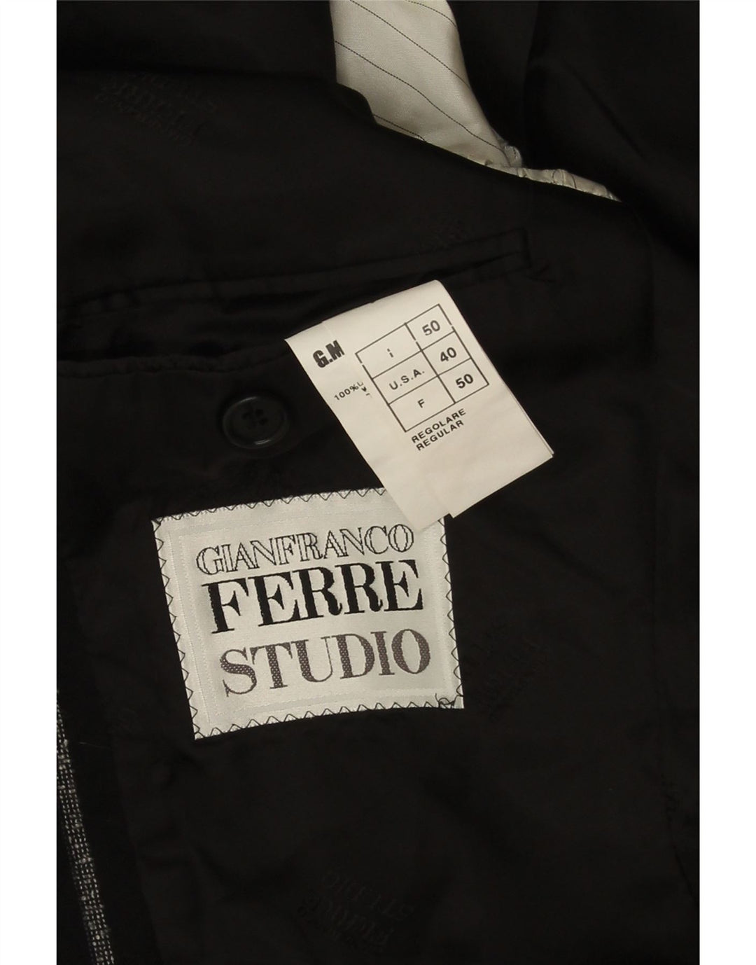 Gianfranco Ferre Mens 3 Button Blazer Jacket IT 50 Large Black Striped Wool