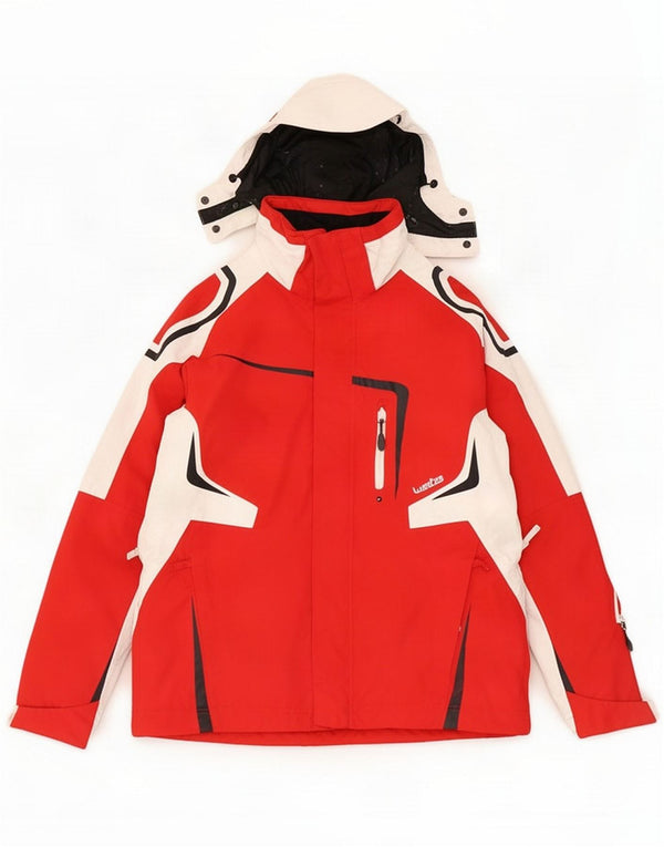 Wed'Ze Mens Hooded Ski Jacket UK 34 XS Red Colourblock Polyamide