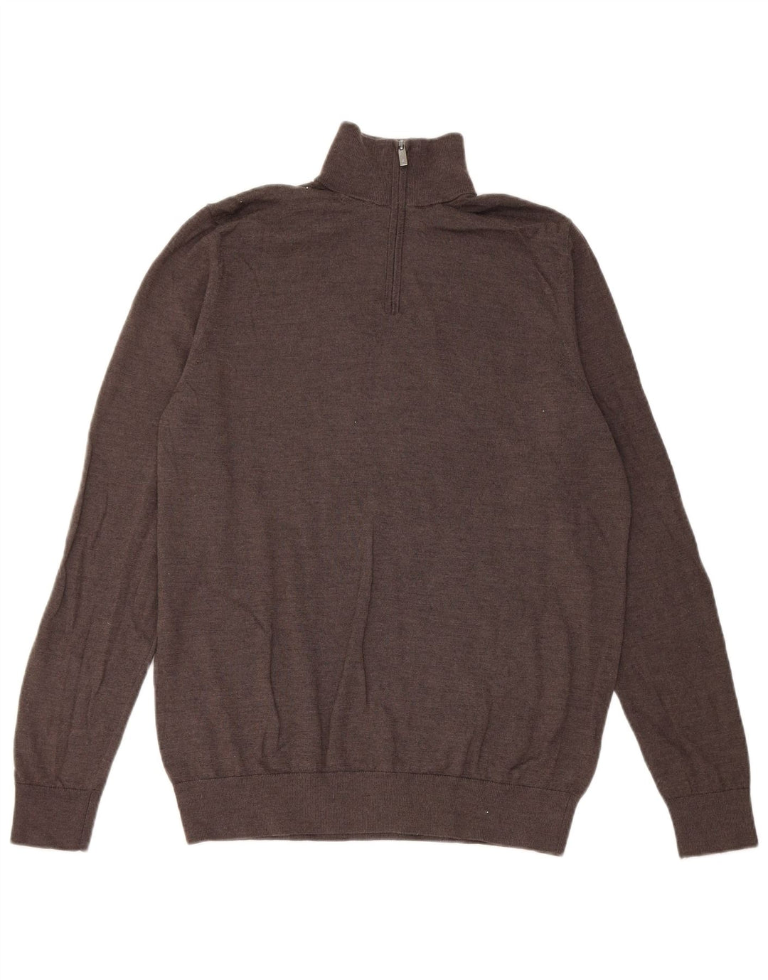 Marks & Spencer Mens Autograph Zip Neck Jumper Sweater Large Brown