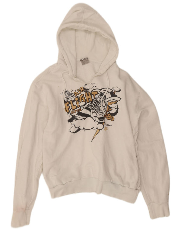 Nike Mens Graphic Hoodie Jumper Medium White Cotton