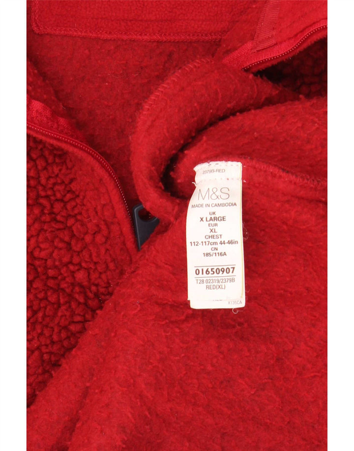 Marks & Spencer Mens Zip Neck Fleece Jumper XL Maroon Polyester