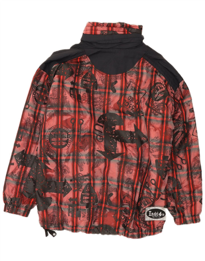 Vintage Mens Loose Fit Anorak Jacket UK 38 Medium Red Colourblock Polyester