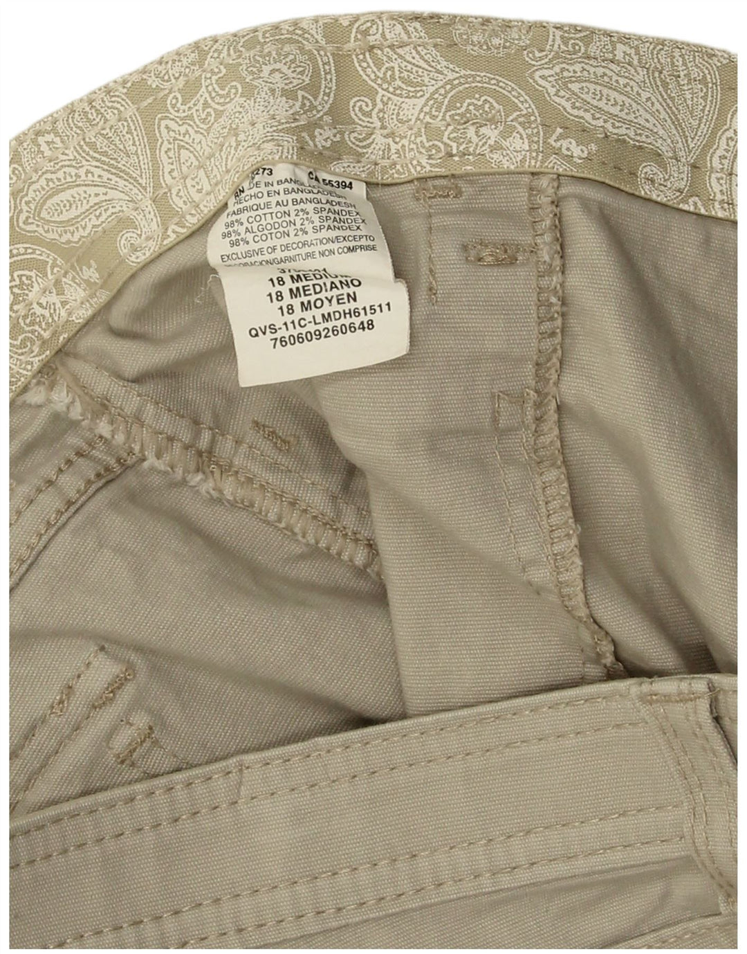 LEE Womens High Waist Cargo Shorts US 18 2XL W38 Beige Cotton