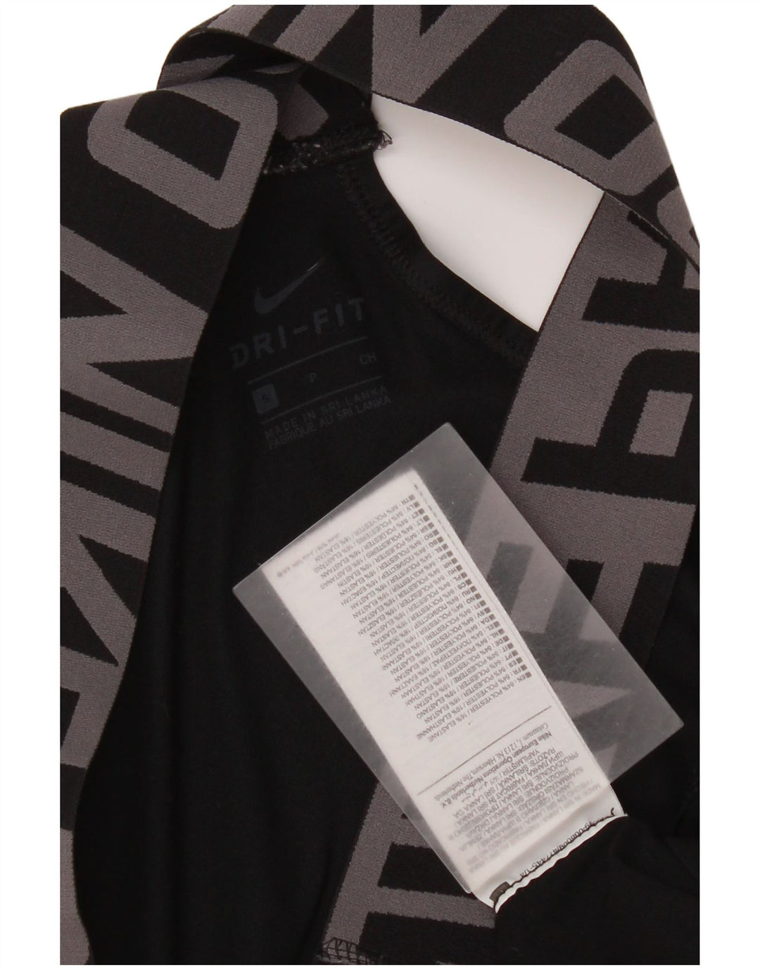 Nike Womens Dri Fit Graphic Sport Bra Top Small Black Polyester