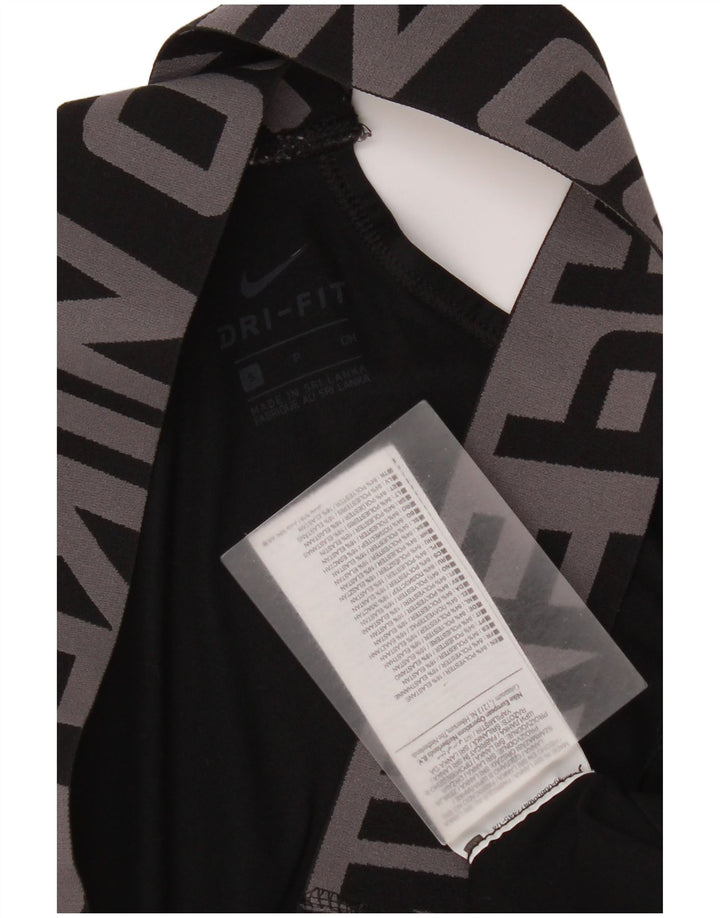 Nike Womens Dri Fit Graphic Sport Bra Top Small Black Polyester