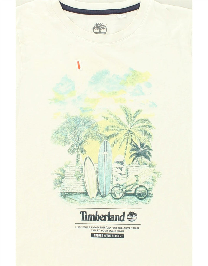 TIMBERLAND Boys Graphic T-Shirt Top 11-12 Years XS White Cotton | Vintage Timberland | Thrift | Second-Hand Timberland | Used Clothing | Messina Hembry 