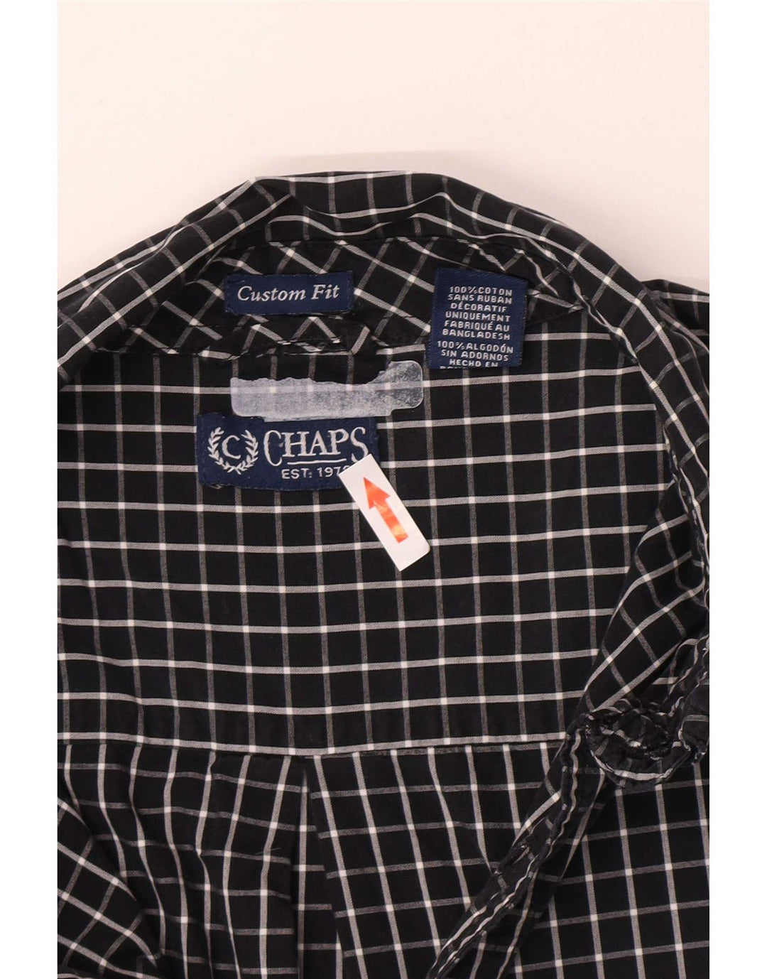 Chaps Mens Custom Fit Shirt 2XL Black Check Cotton
