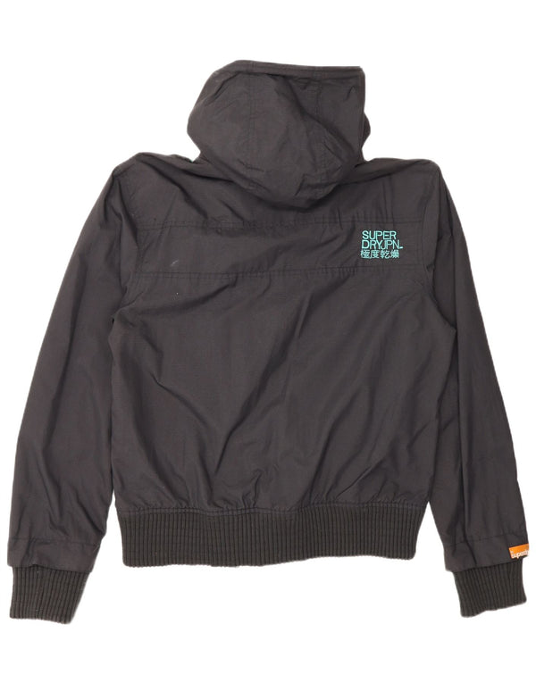 Superdry Womens Hooded Windbreaker Jacket UK 18 XL Black Nylon