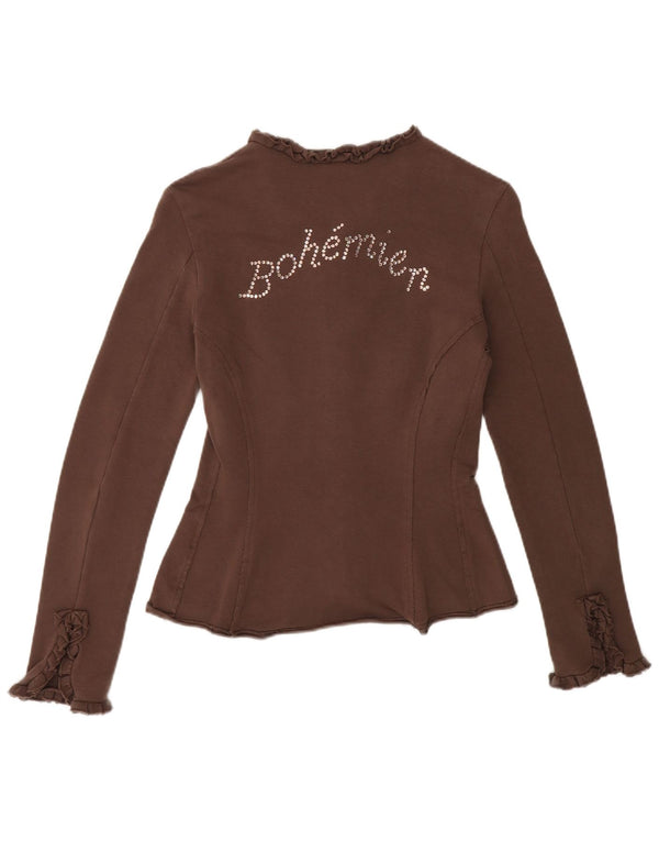 Max & Co. Womens Graphic Tracksuit Top Jacket UK 12 Medium Brown Cotton