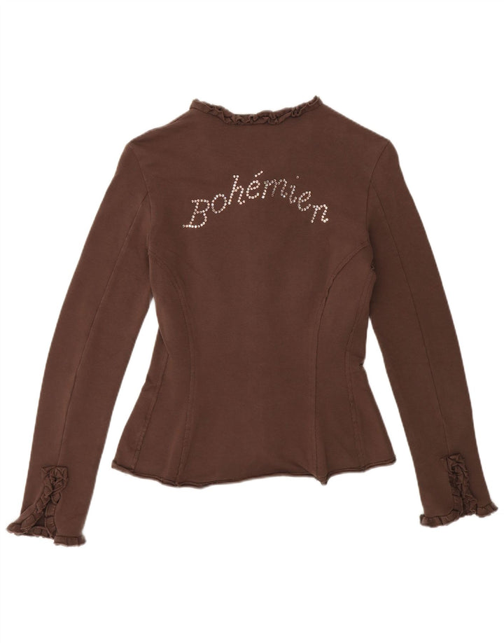 Max & Co. Womens Graphic Tracksuit Top Jacket UK 12 Medium Brown Cotton