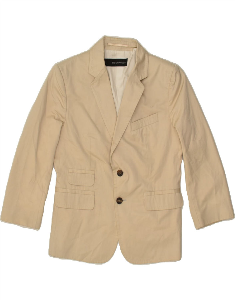 DSQUARED2 Womens 2 Button Blazer Jacket IT 44 Medium Beige Cotton | Vintage Dsquared2 | Thrift | Second-Hand Dsquared2 | Used Clothing | Messina Hembry 