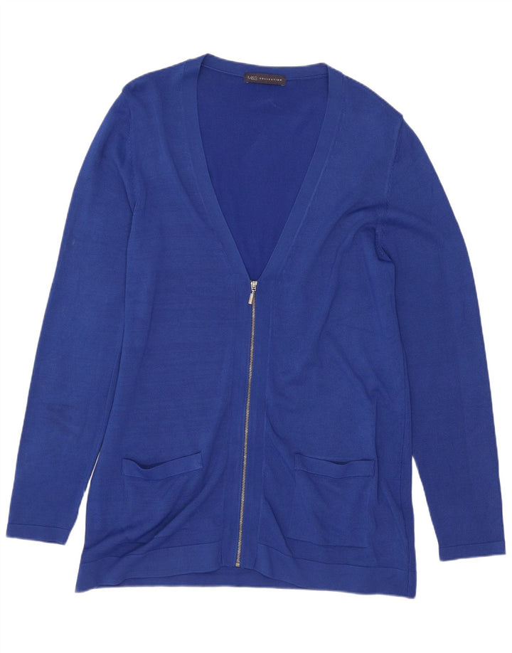 Marks & Spencer Womens Regular Fit Cardigan Sweater UK 14 Medium Blue
