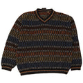 Oxymel Mens V-Neck Jumper Sweater Medium Multicoloured Striped Wool