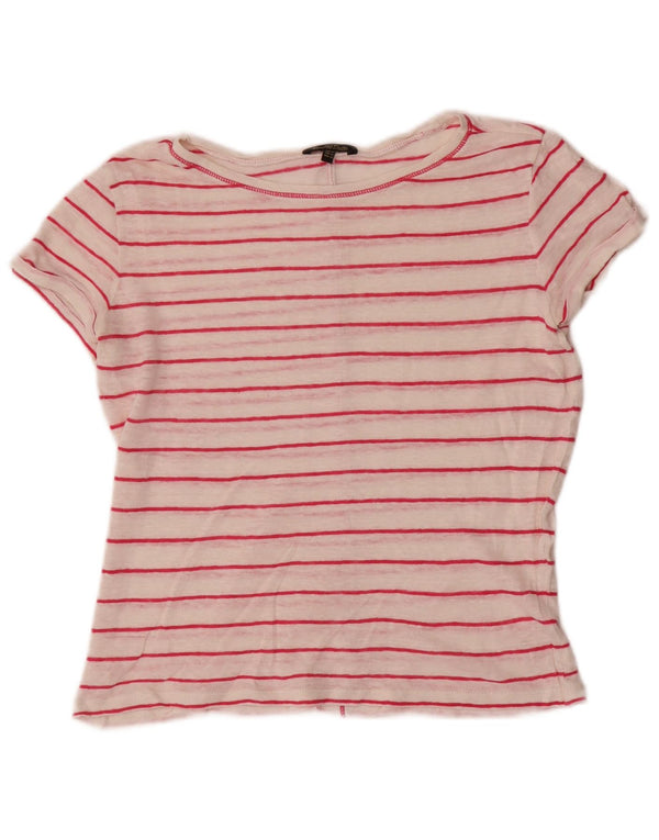 Massimo Dutti Womens T-Shirt Top UK 6 XS White Striped