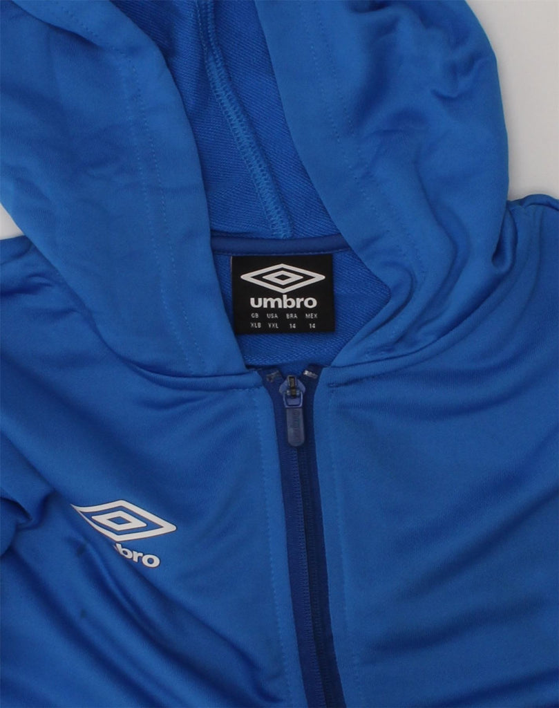 UMBRO Boys Hooded Tracksuit Top Jacket 13-14 Years XL Blue Polyester | Vintage Umbro | Thrift | Second-Hand Umbro | Used Clothing | Messina Hembry 