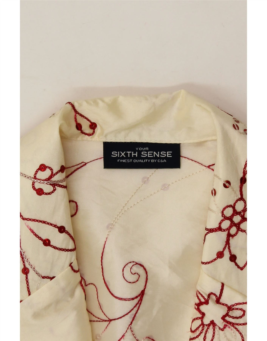 YOUR SIXTH SENSE Womens Blazer Jacket UK 10 Small Off White Floral Vintage Your Sixth Sense and Second-Hand Your Sixth Sense from Messina Hembry 