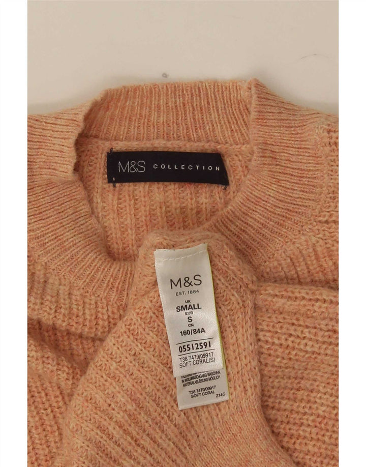 Marks & Spencer Womens Oversized Crew Neck Jumper Sweater UK 10 Small Pink