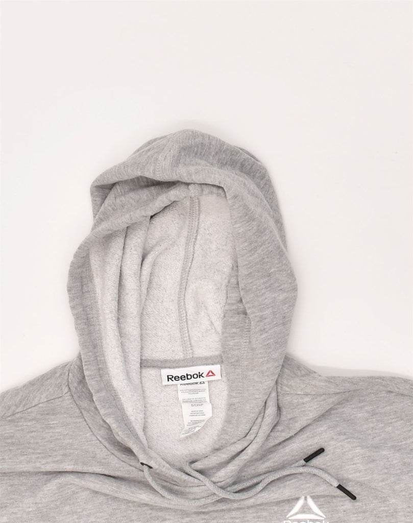 REEBOK Womens Hoodie Jumper UK 10 Small Grey Cotton | Vintage Reebok | Thrift | Second-Hand Reebok | Used Clothing | Messina Hembry 