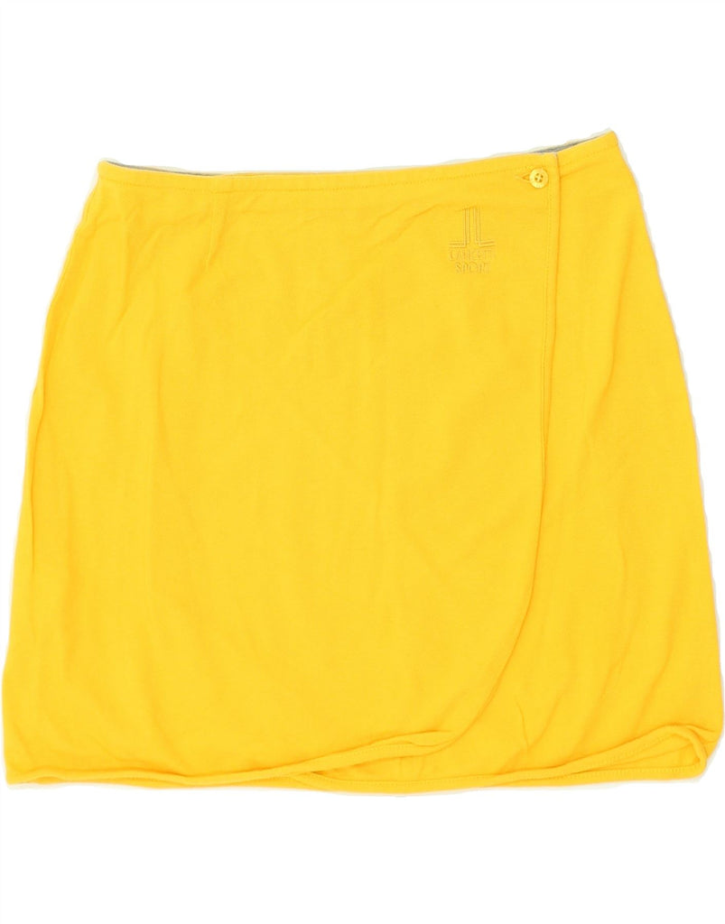 LANCETTI Womens Wrap Skirt IT 44 Medium W28 Yellow Cotton | Vintage Lancetti | Thrift | Second-Hand Lancetti | Used Clothing | Messina Hembry 