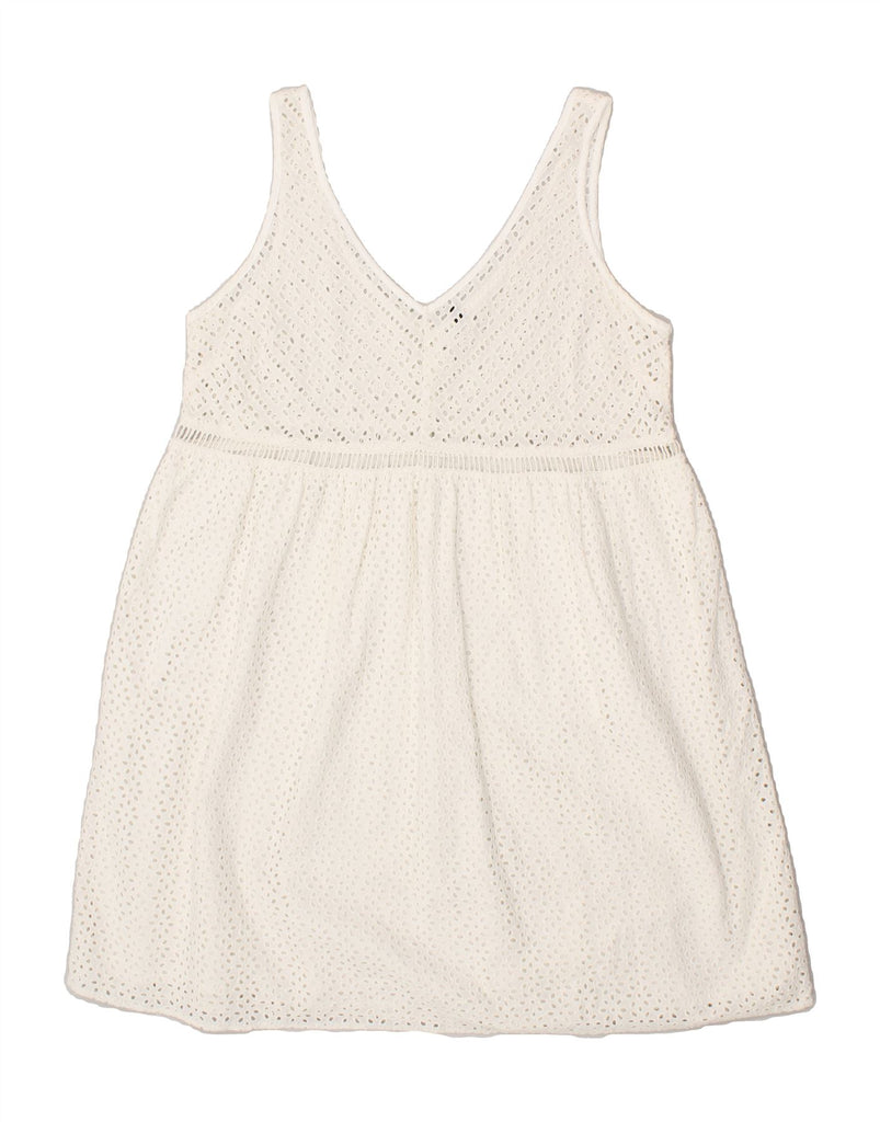 BENETTON Womens A-Line Dress UK 16 Large White Cotton Vintage Benetton and Second-Hand Benetton from Messina Hembry 