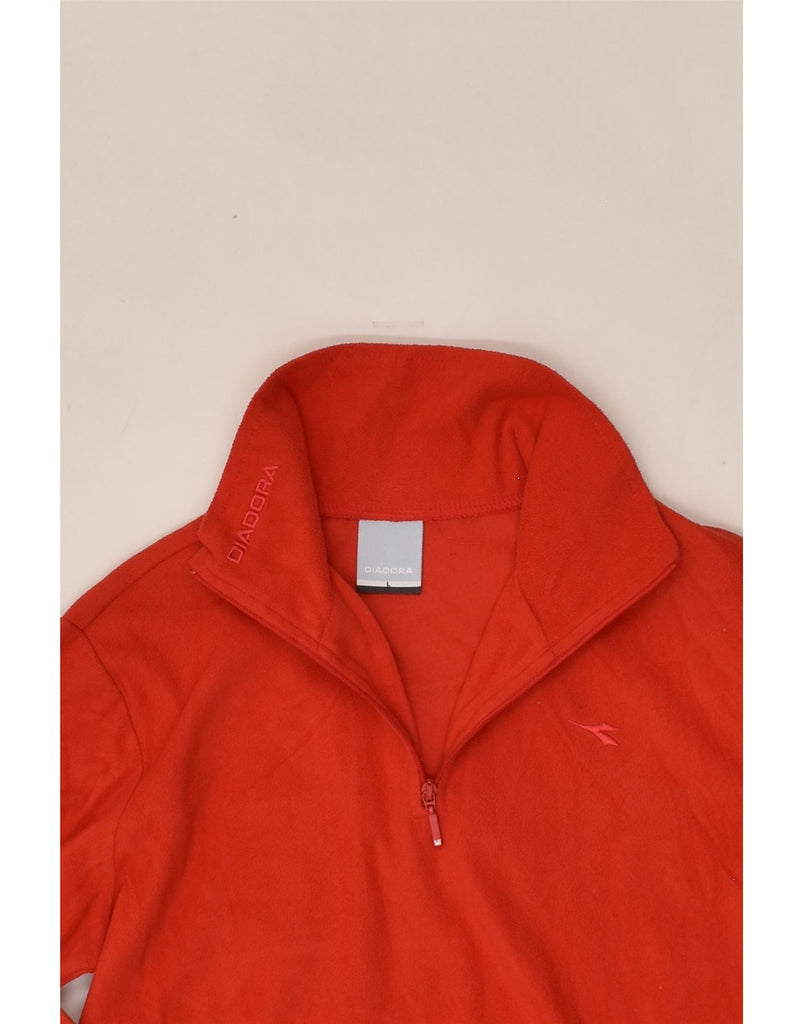 DIADORA Girls Zip Neck Fleece Jumper 15-16 Years Large Red Polyester | Vintage Diadora | Thrift | Second-Hand Diadora | Used Clothing | Messina Hembry 