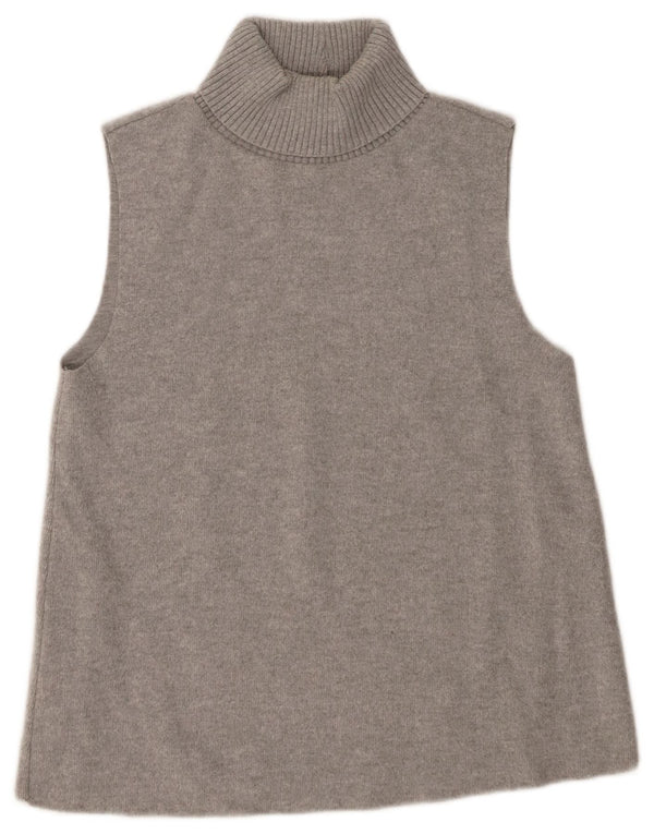 Zara Womens Roll Neck Vest Tank Top UK 12 Medium Grey