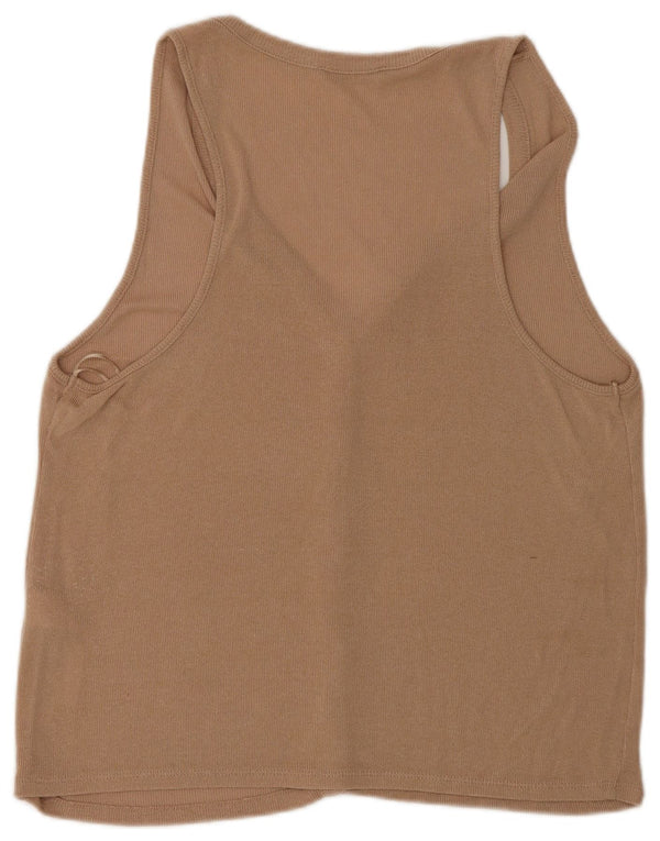 Zara Womens Sleeveless Cardigan Top UK 14 Large Beige Viscose