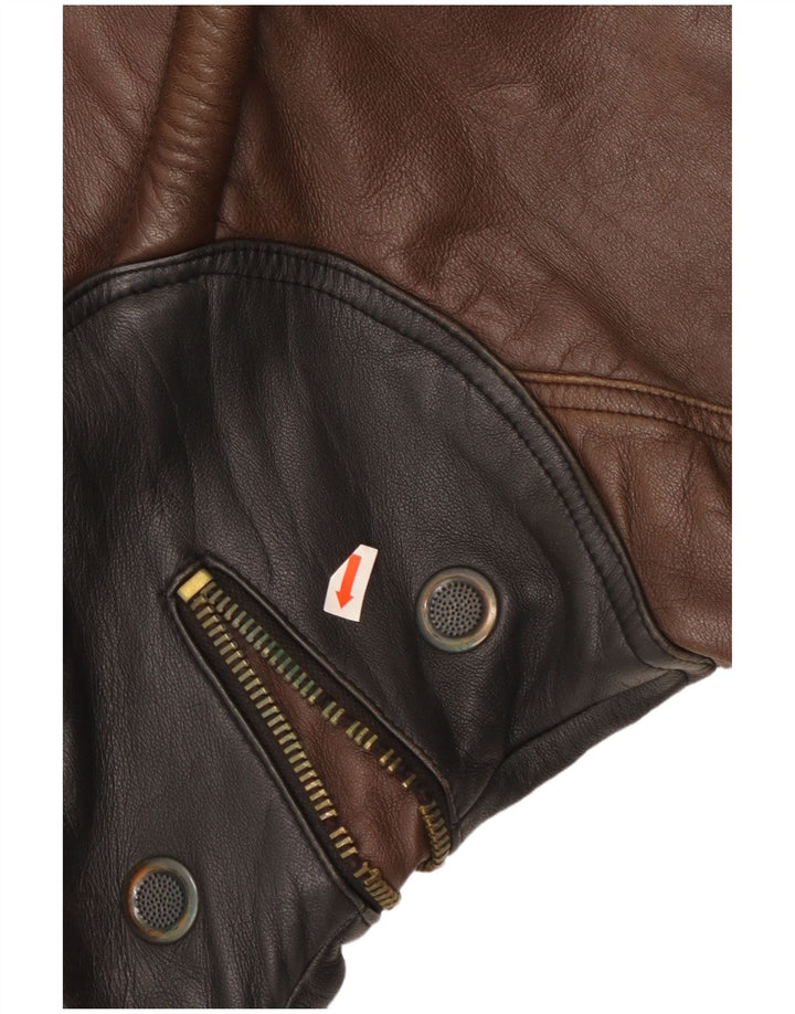 Vintage Mens Leather Jacket IT 52 XL Brown Leather