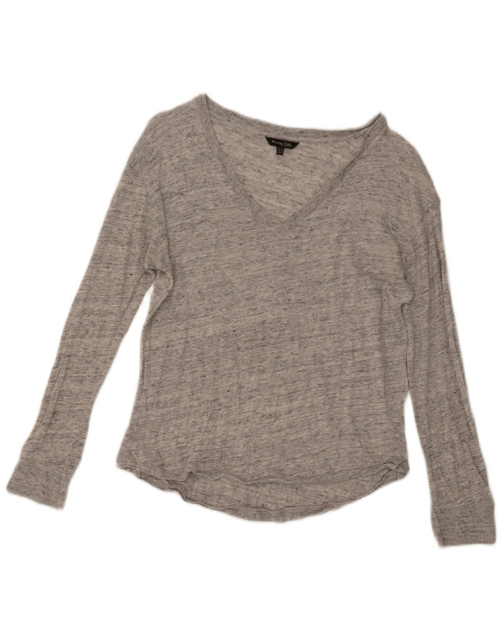 Massimo Dutti Womens Top Long Sleeve UK 12 Medium Grey Flecked
