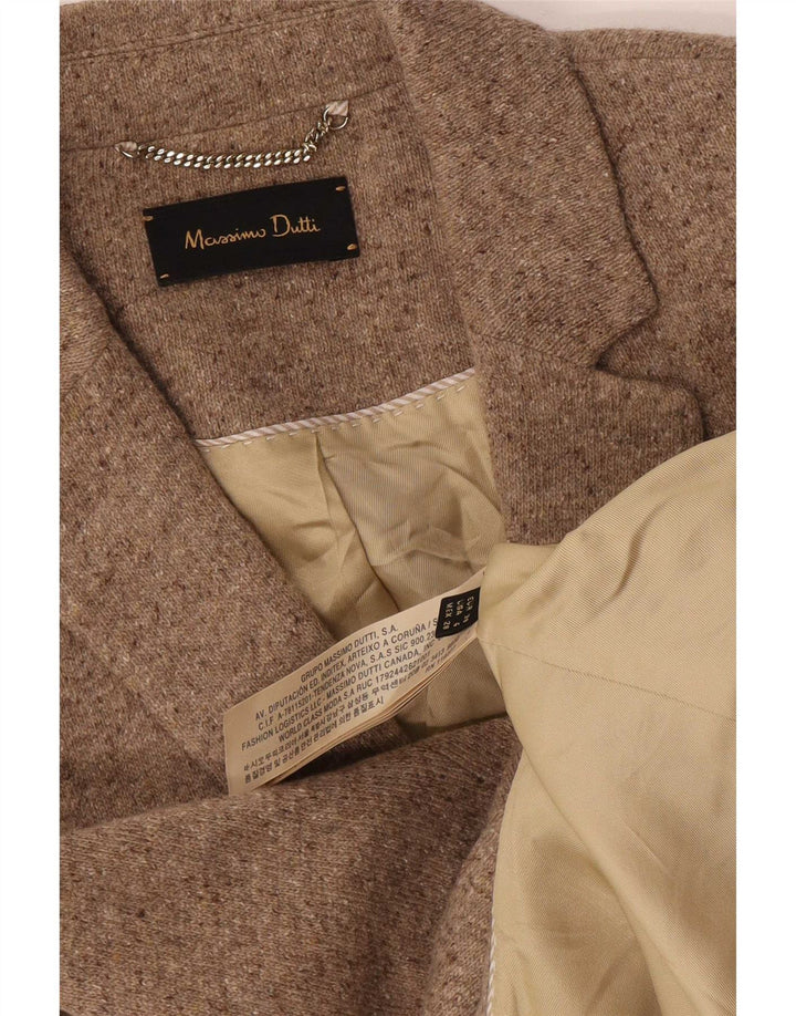 Massimo Dutti Womens 2 Button Blazer Jacket EU 38 Small Beige Flecked Wool