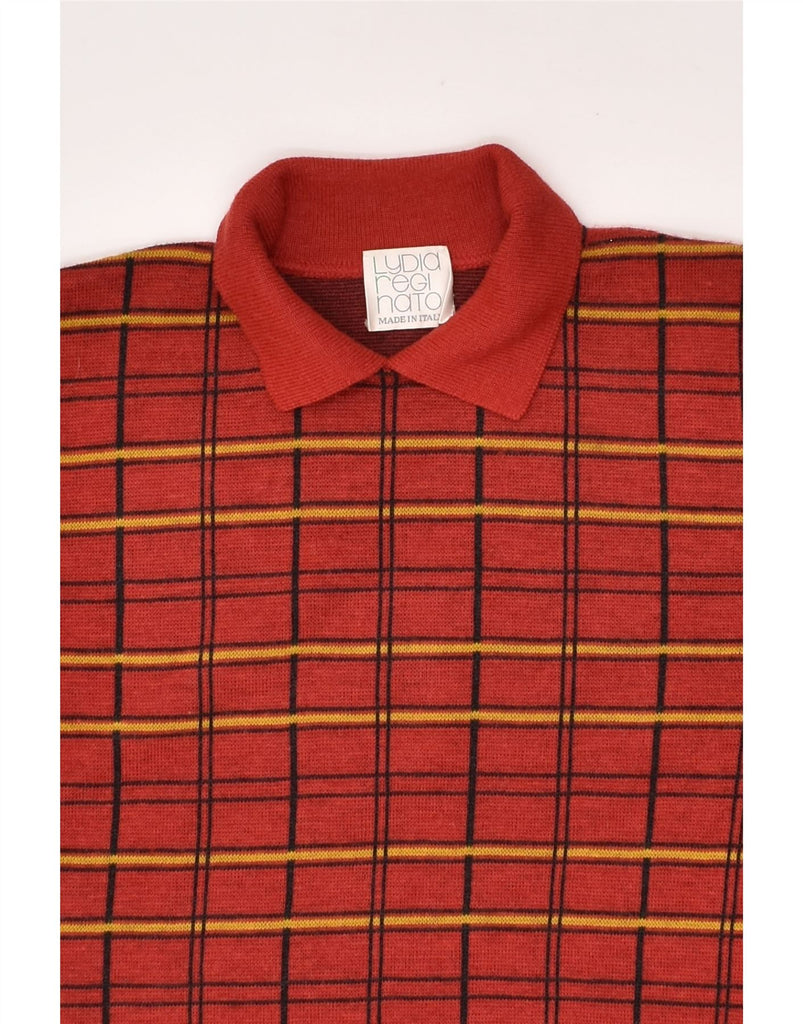 VINTAGE Womens Polo Neck Jumper Sweater UK 18 XL Red Check Wool | Vintage Vintage | Thrift | Second-Hand Vintage | Used Clothing | Messina Hembry 