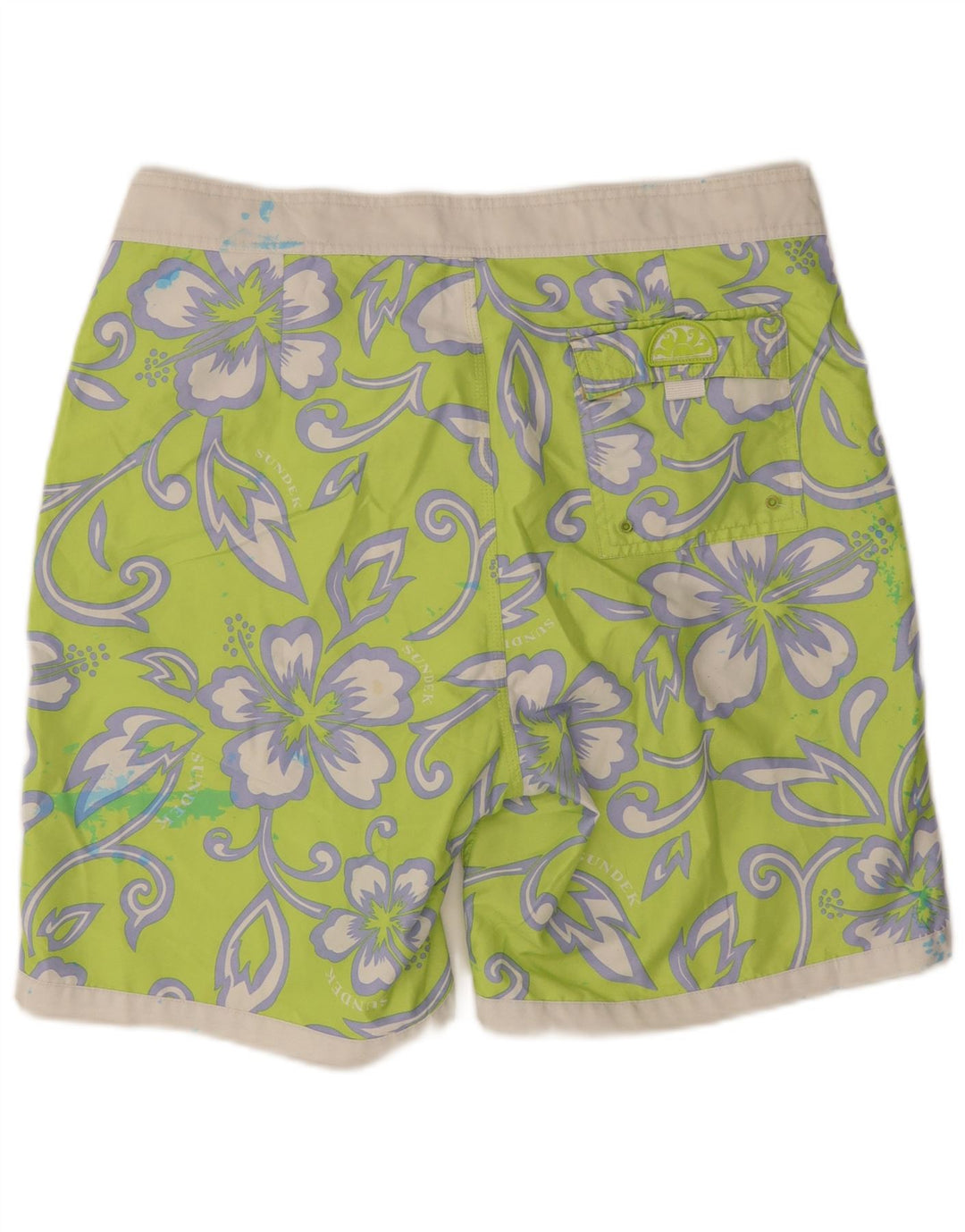 Sundek Mens Swimming Shorts XL Green Floral Polyester