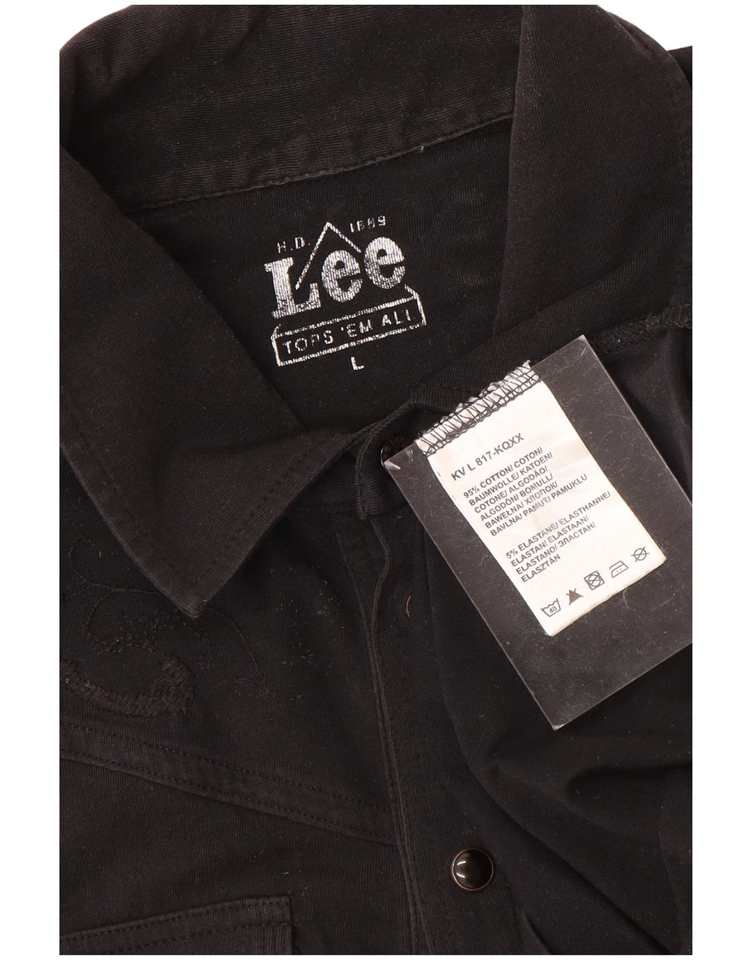Lee Womens Polo Shirt UK 16 Large Black Cotton