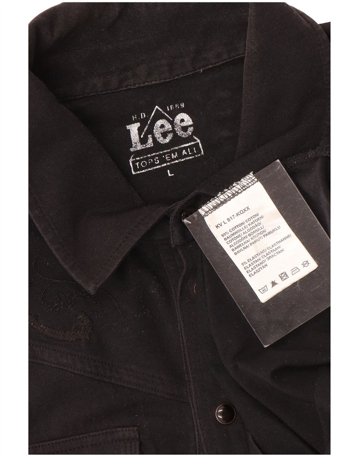 Lee Womens Polo Shirt UK 16 Large Black Cotton