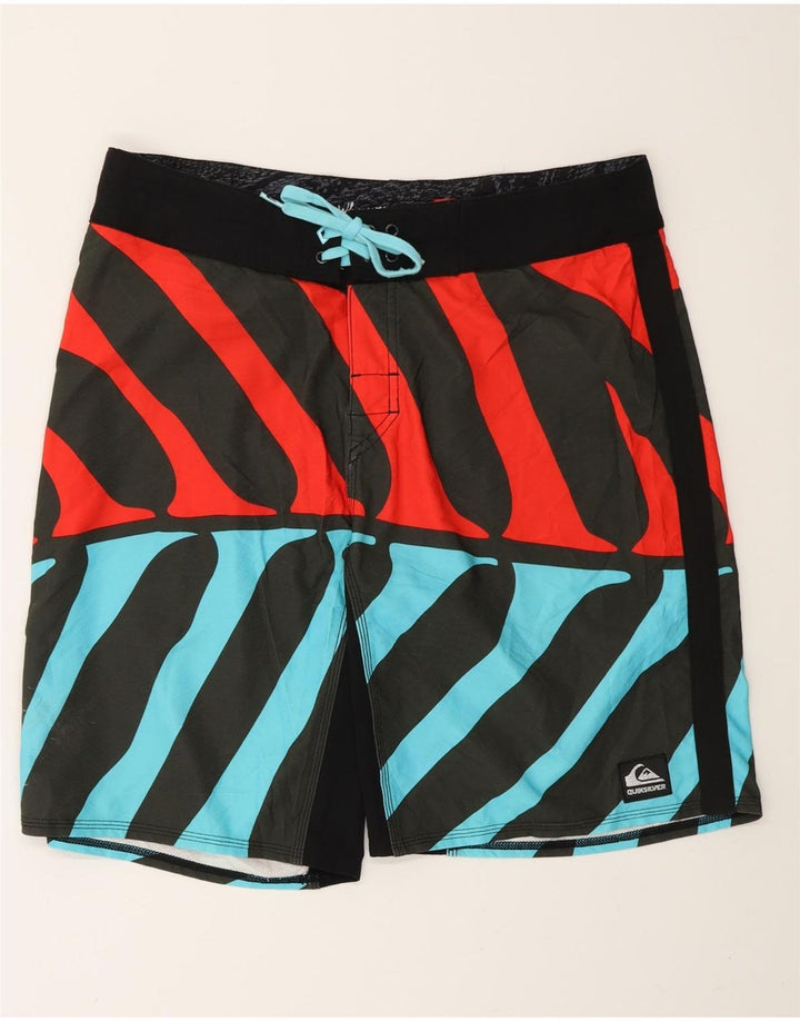 QUIKSILVER Mens Swimming Shorts Large  Multicoloured Striped Polyester